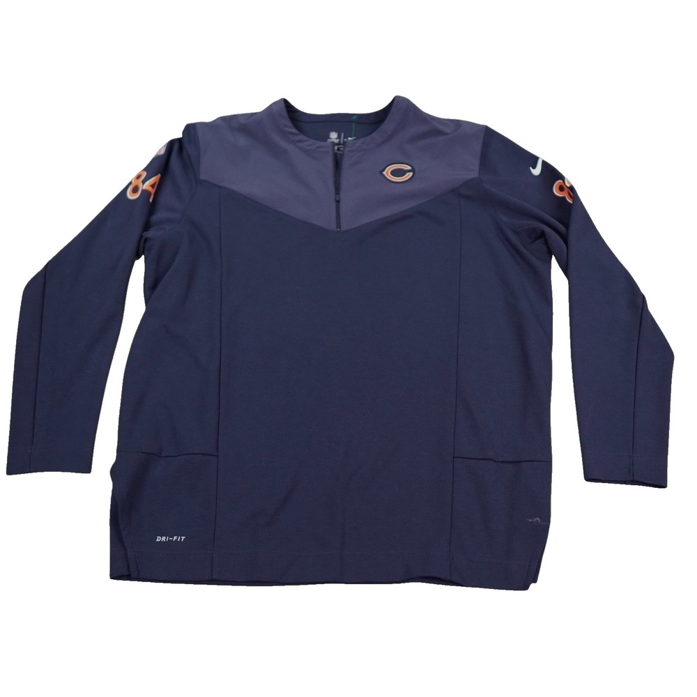 Nike Chicago Bears On-Field Pullover Mens 2XL Blue Dri FIT Half-Zip 84 Griffin
